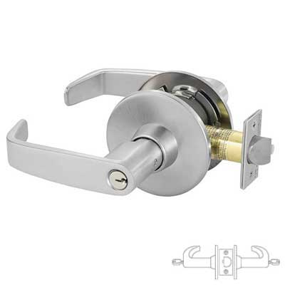 Sargent 11G16-US26D T-Zone 11 Line Grade 1 Cylindrical Lever Lock -  2-3/4" Backset, (28) 4-7/8" Strike, Satin Chrome Finish