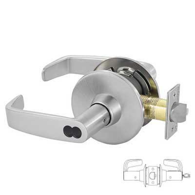 Sargent 28-11G37-US26D T-Zone Classroom Function 11 Line Grade 1 Cylindrical Lever Lock - 2-3/4" Backset, (28) 4-7/8" Strike, Satin Chrome Finish