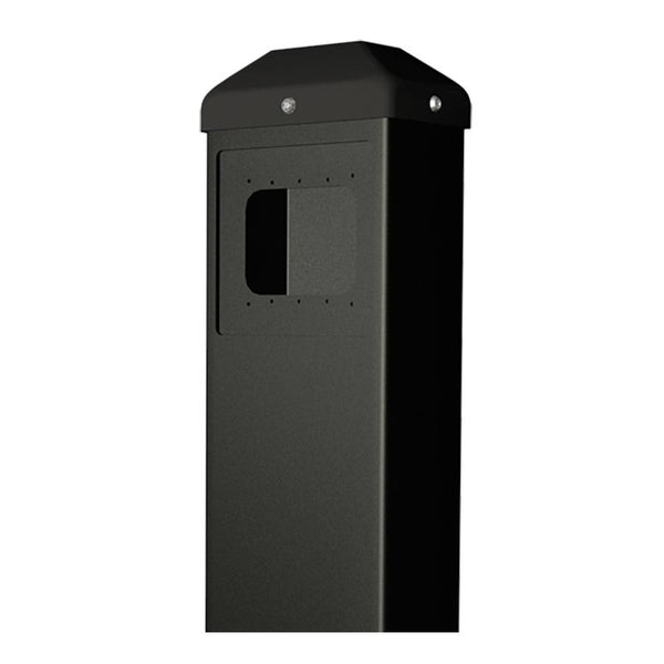 BEA 10Bollard Push Plate Bollard, Powder Coated Carbon Steel, Black Aluminum