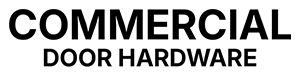 Black text reading 'COMMERCIAL DOOR HARDWARE' on a white background.