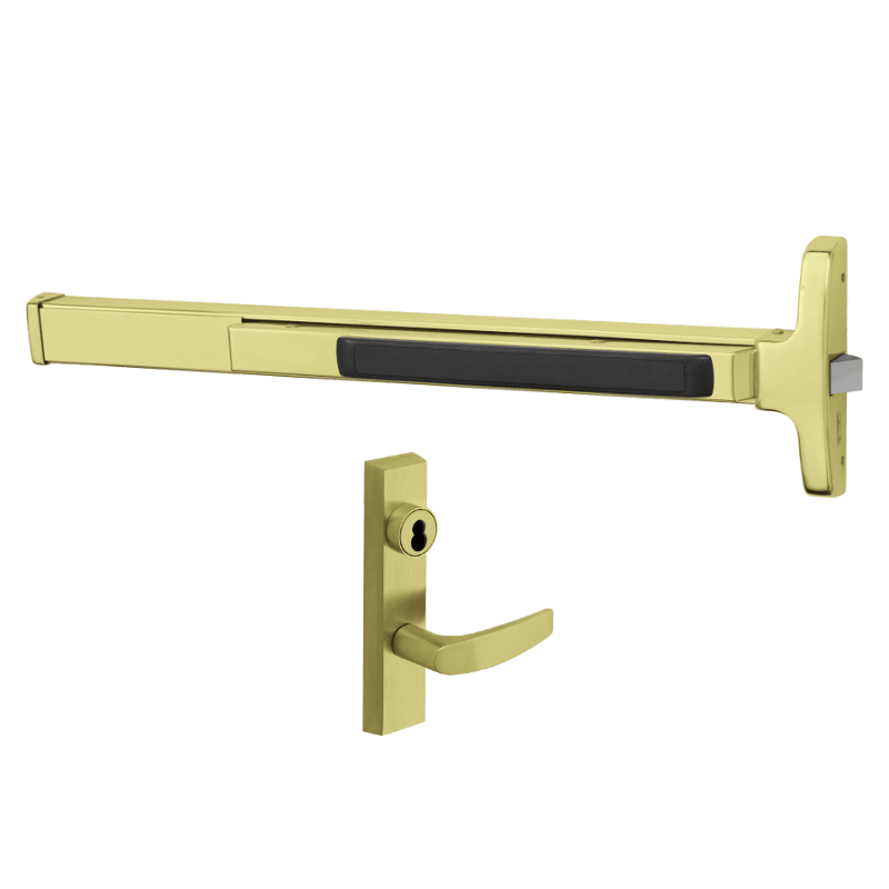Sargent 12-8513-G-ETB Fire Rated Rim Exit Device, Narrow Stile Bar, Key lock Or Unlocks Lever, For 43"-48" Dr Width