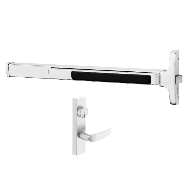 Sargent 12-8513-G-ETB Fire Rated Rim Exit Device, Narrow Stile Bar, Key lock Or Unlocks Lever, For 43"-48" Dr Width