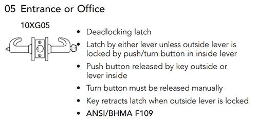 Sargent V66-10XG05-VSLL-LAKD Office Function Cylindrical Indicator Lock, VSLL Trim Both Side, White/Red, LA Keyway Keyed Random