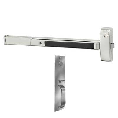 Sargent 12-8866-G-PTB Fire Rated Rim Exit Device Panic Bar Key Lock/Unlock, 43"-48" Bar, PTB Trim