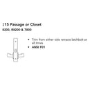 Sargent 8215-LNP Passage or Closet Mortise Lock, P- Lever, LN - Rose, Field Reversible