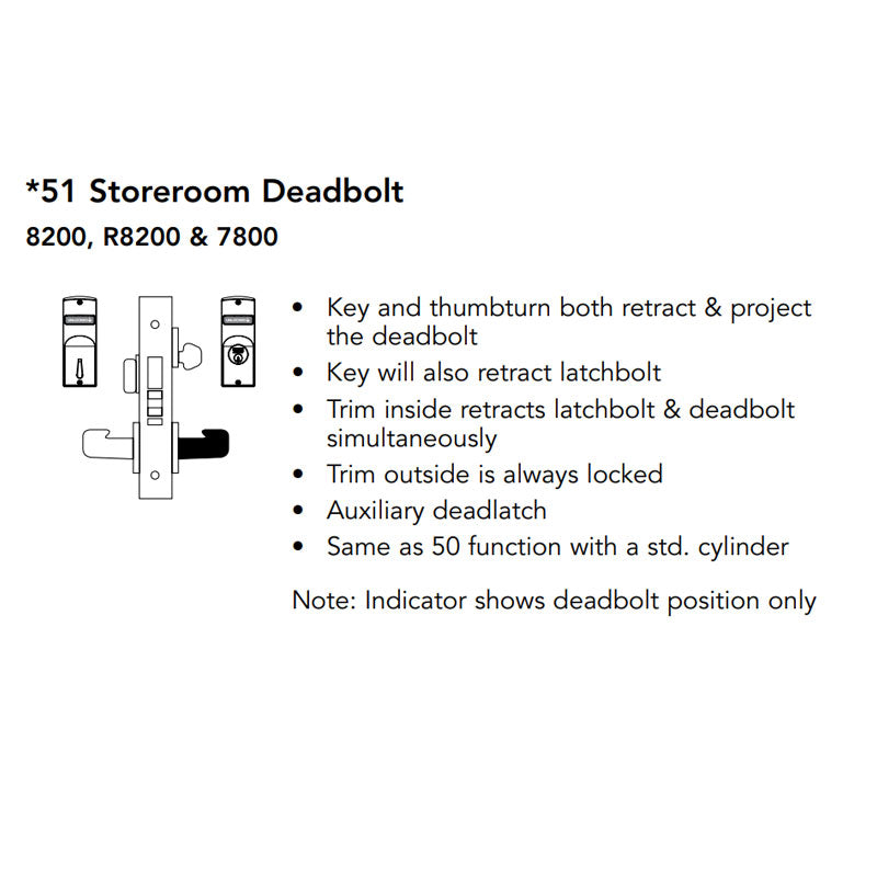 Sargent LC-8251-LNP Mortise Lock, Storeroom Deadbolt Function, Field R