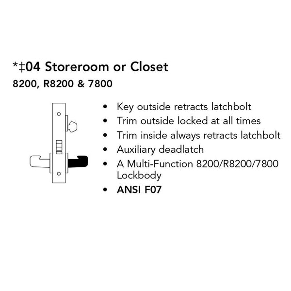 Sargent RX-LC-8204-12V-LNMI Electrified Mortise Lock, Storeroom Function, RX Switch, Less Cylinder