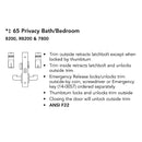 Sargent 8265-LNP Privacy Bedroom or Bath Mortise Lock, P - Lever, LN - Rose