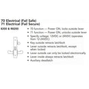 Sargent 70-RX-8271-24V-LNMD-26D Electric Mortise Lock, Fail Secure, 24V, SFIC LC, LN Rose, MD Lever, Field Reversible, Satin Chrome
