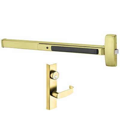 Sargent 12-8813-F-ETL Fire Rated Rim Exit Device Panic Bar, Key Locks Or Unlocks Outside Lever, 33"-36" Bar, ETL Trim